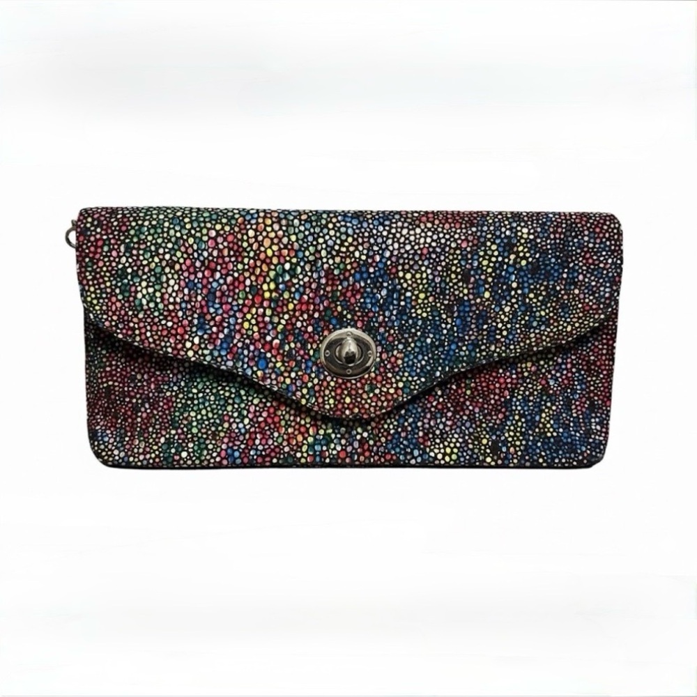 Paula Salvador Rainbow Confetti Dot Envelope Clutch Bag with Chain & Coin Pouch